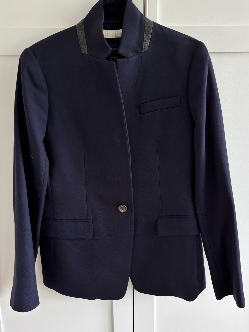 J. Crew Navy Regent Stand-Up Collar, Single-Button Blazer -Navy